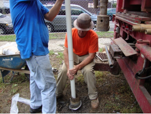 Subsurface investigation through a groundwater well being installed